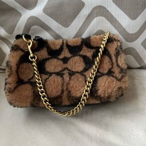 Coach shearling and leather pochette